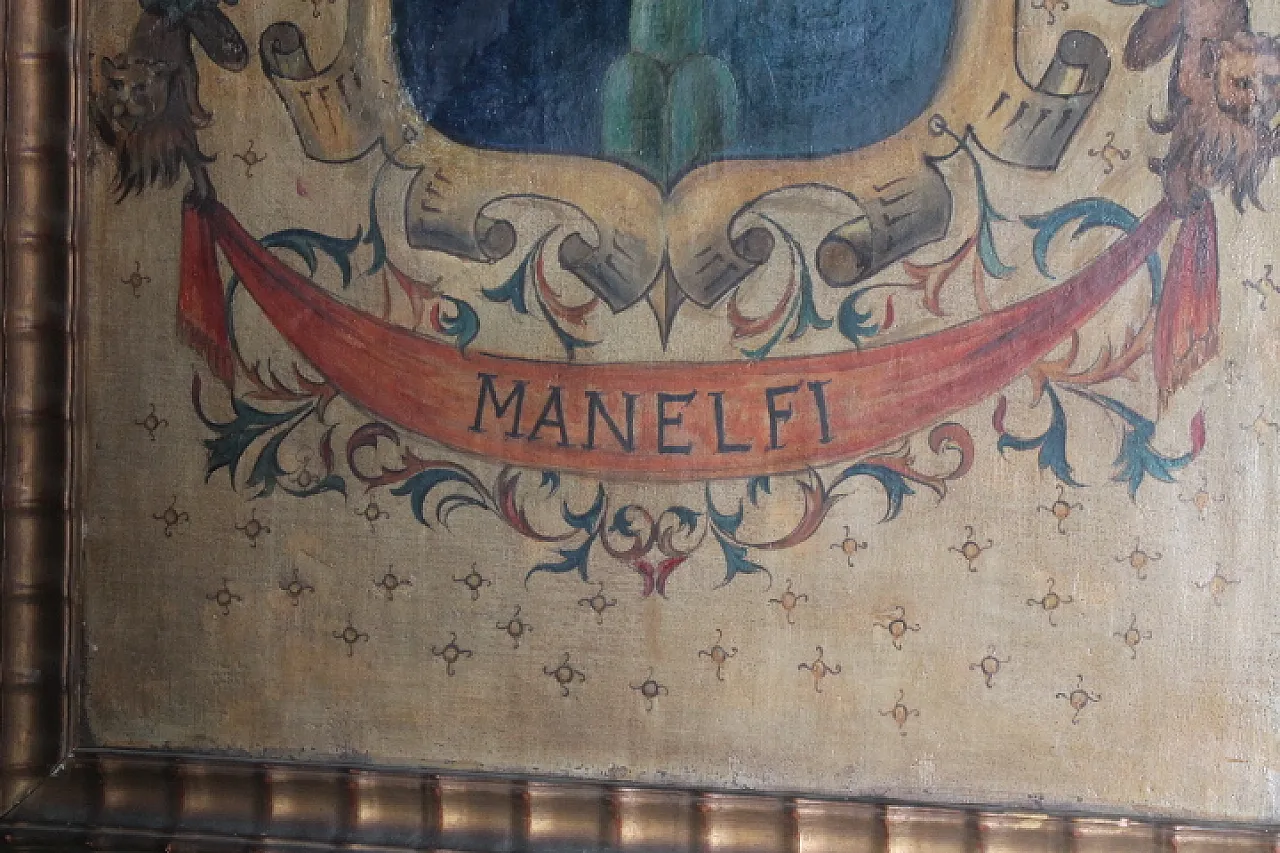 Manelfi family coat of arm, oil painting on canvas, 18th century 3