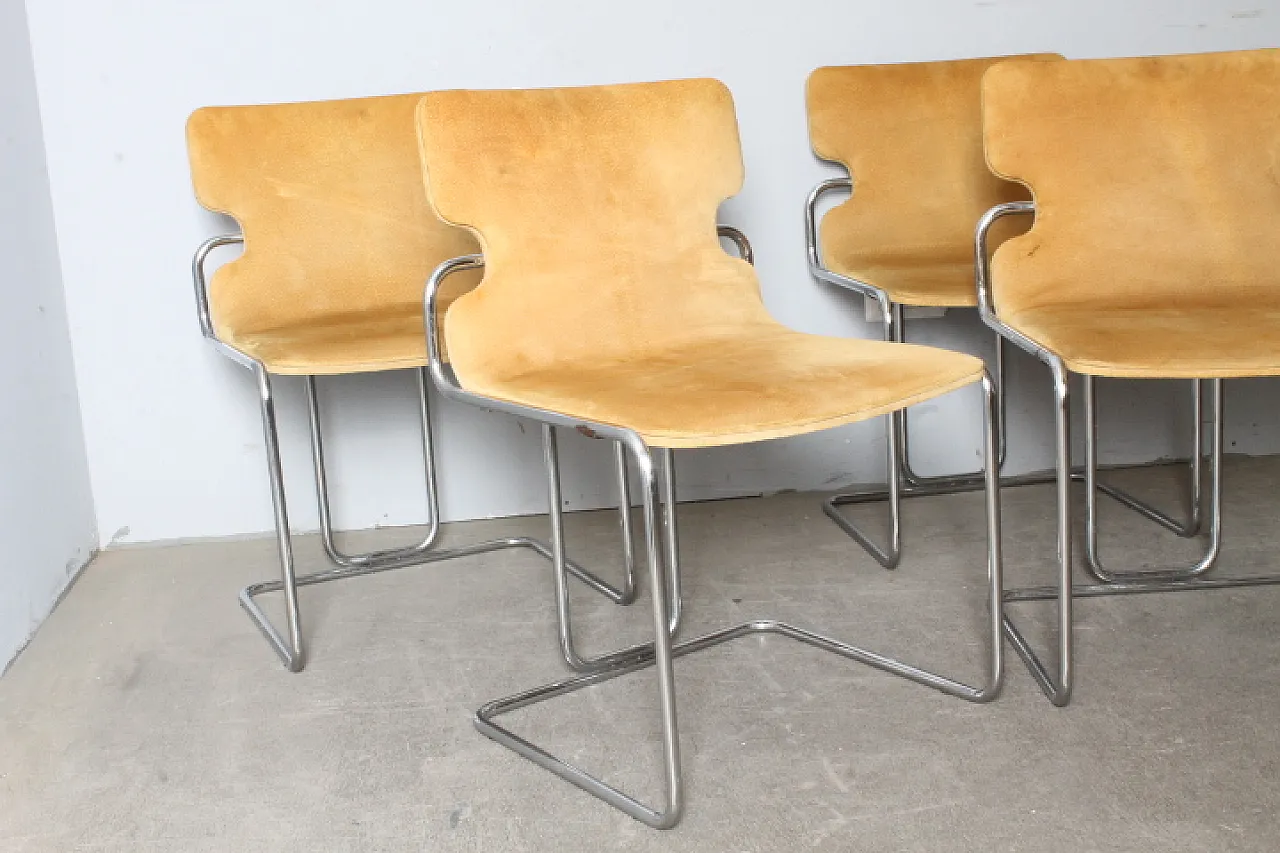 6 Willy Rizzo chairs in metal and Alcantara, 1970s 3