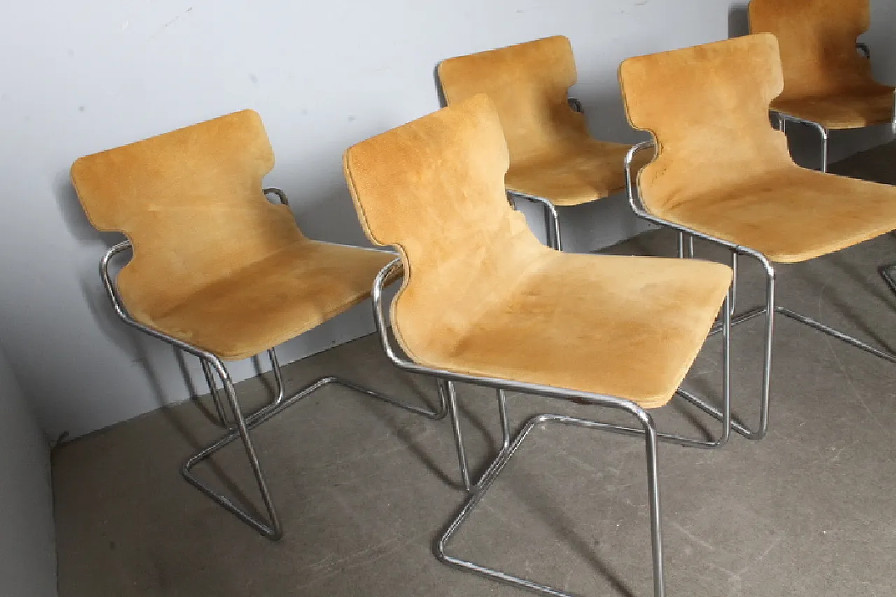 6 Willy Rizzo chairs in metal and Alcantara, 1970s 4