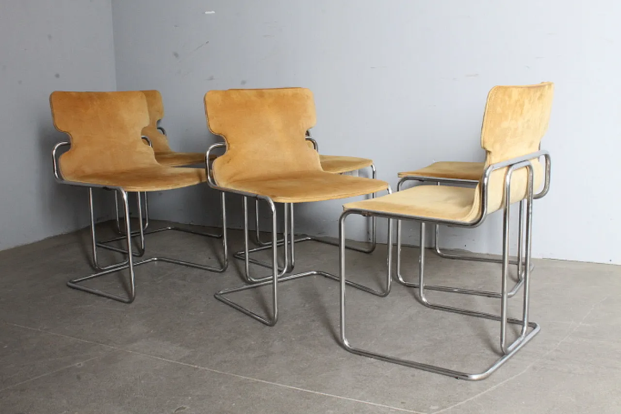 6 Willy Rizzo chairs in metal and Alcantara, 1970s 6