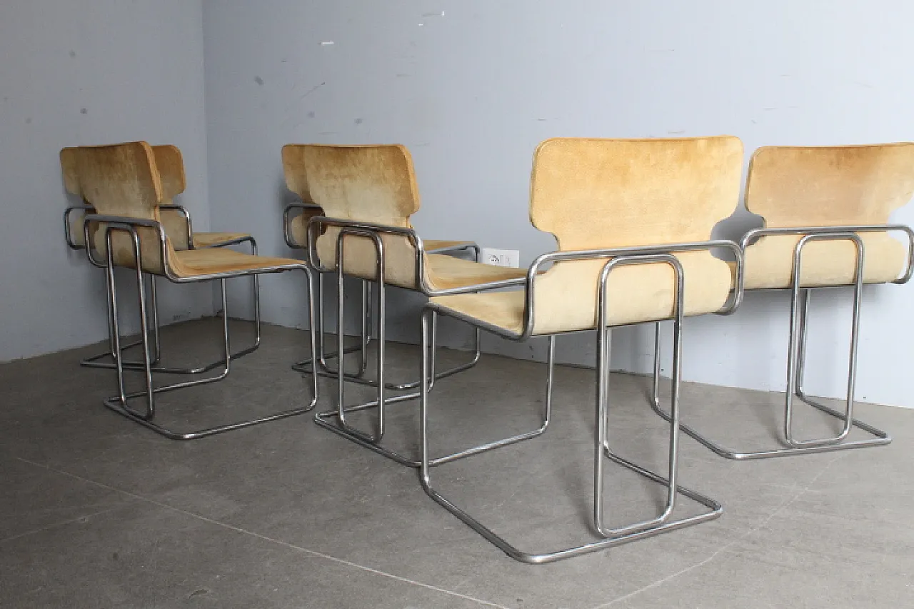 6 Willy Rizzo chairs in metal and Alcantara, 1970s 7