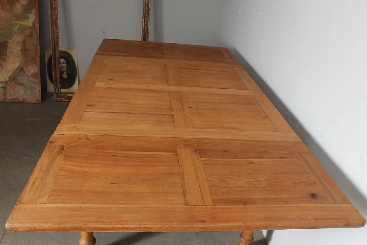 Solid elm table with extensions. 19th century 11