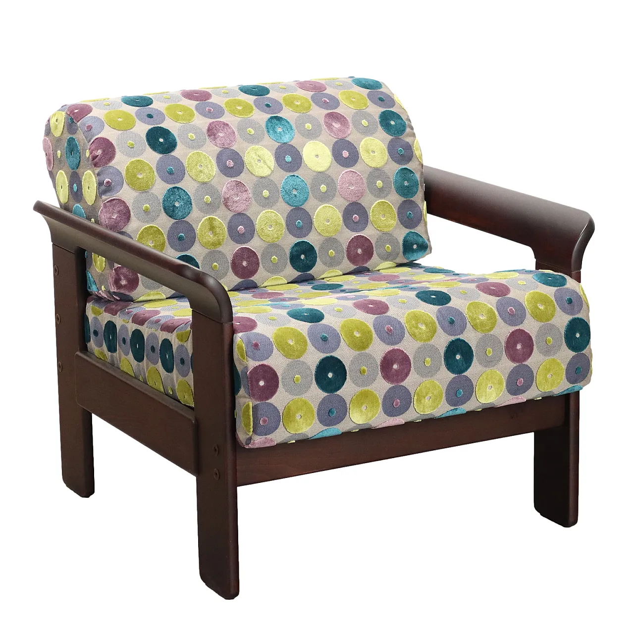 Fabric and beech armchair, 1970s 1