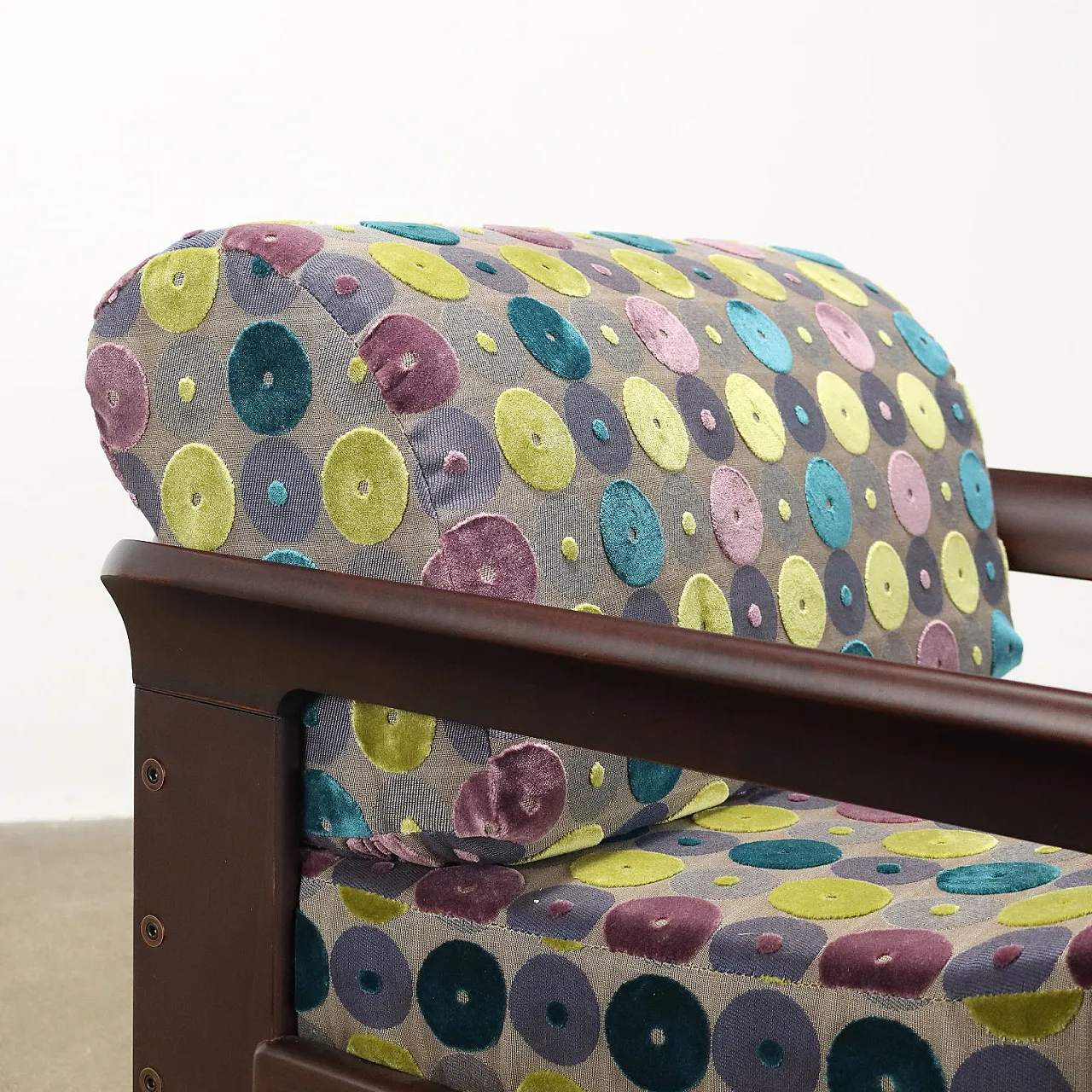 Fabric and beech armchair, 1970s 4