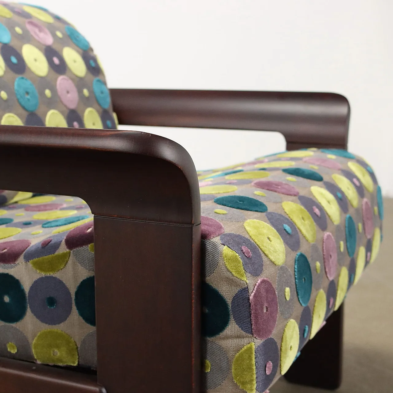 Fabric and beech armchair, 1970s 5