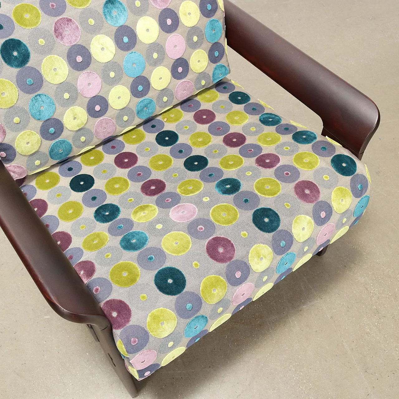 Fabric and beech armchair, 1970s 7