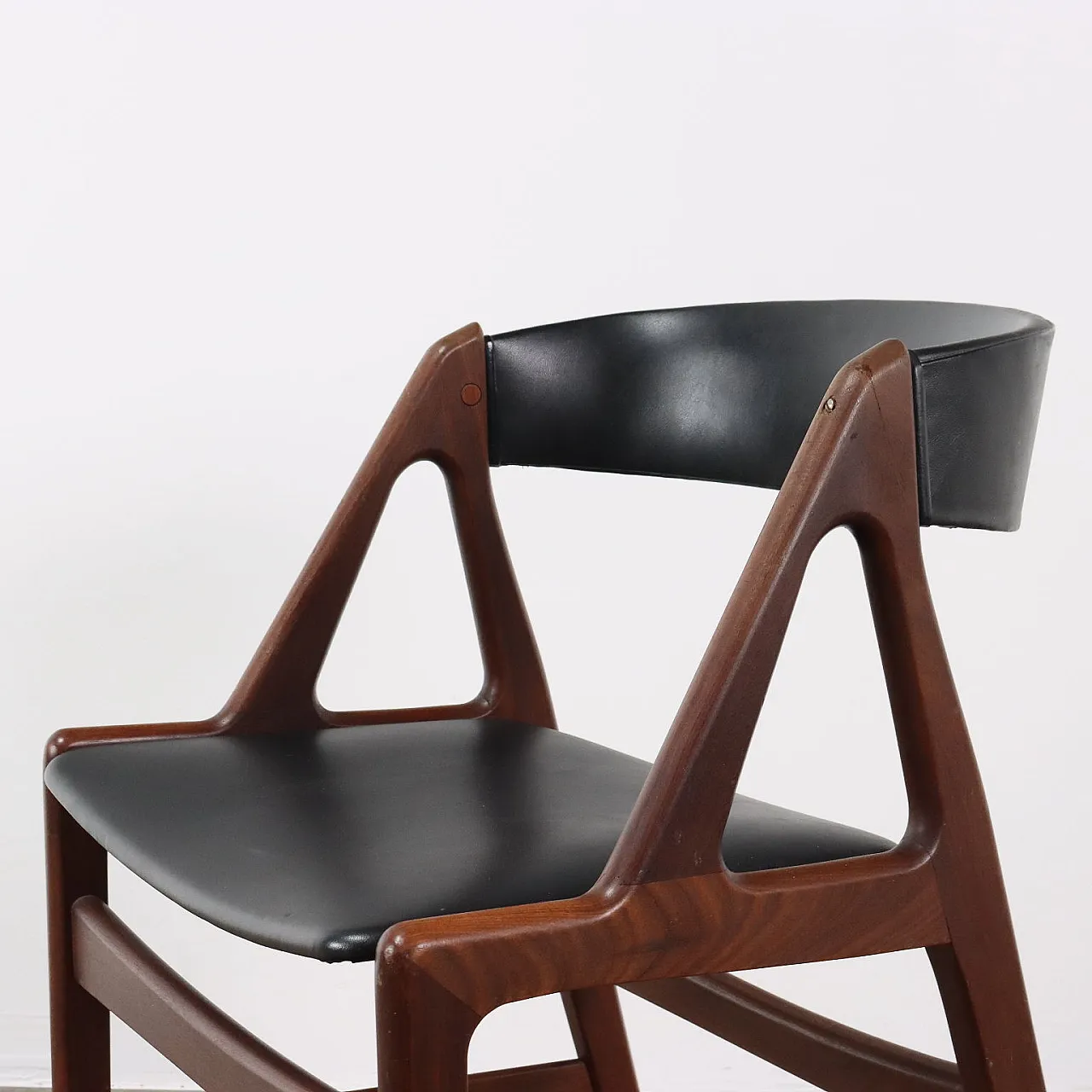 Danish teak and imitation leather chair, 1960s 3