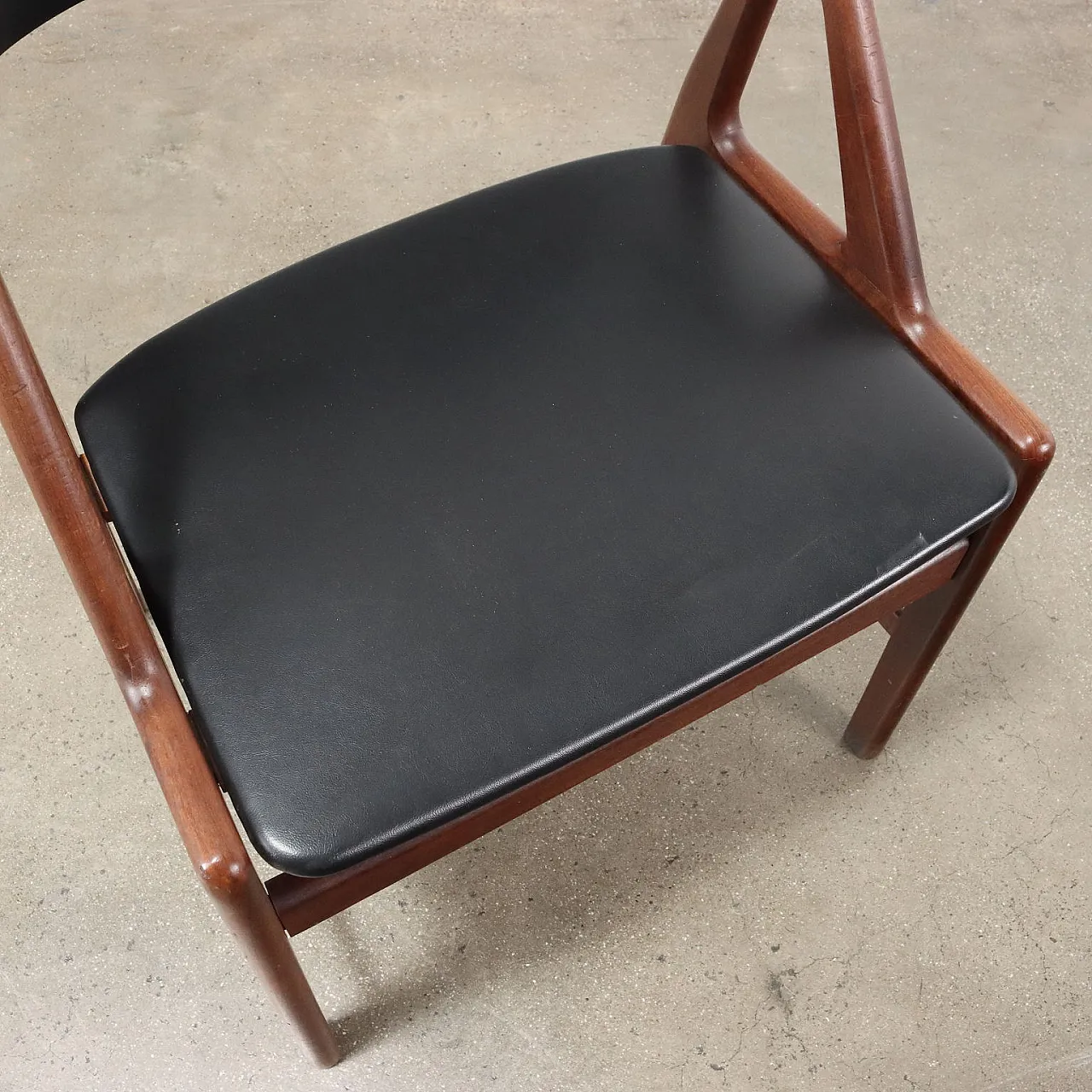 Danish teak and imitation leather chair, 1960s 8