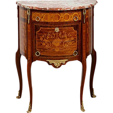 Demi lune Napoleon III chest of drawers in polychrome, '800