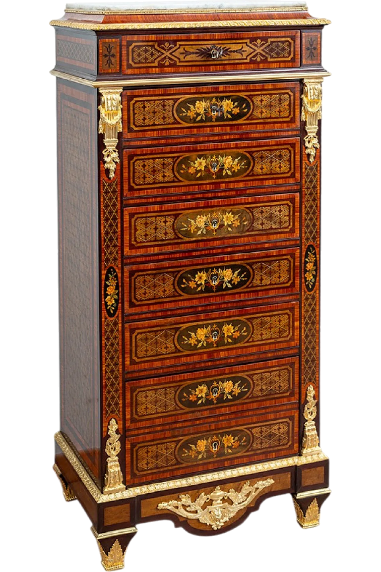 Septet Napoleone III in precious exotic woods, 19th century 6