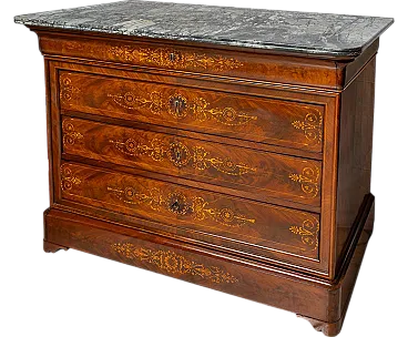 French Charles X chest of drawers in fine exotic wood, '800