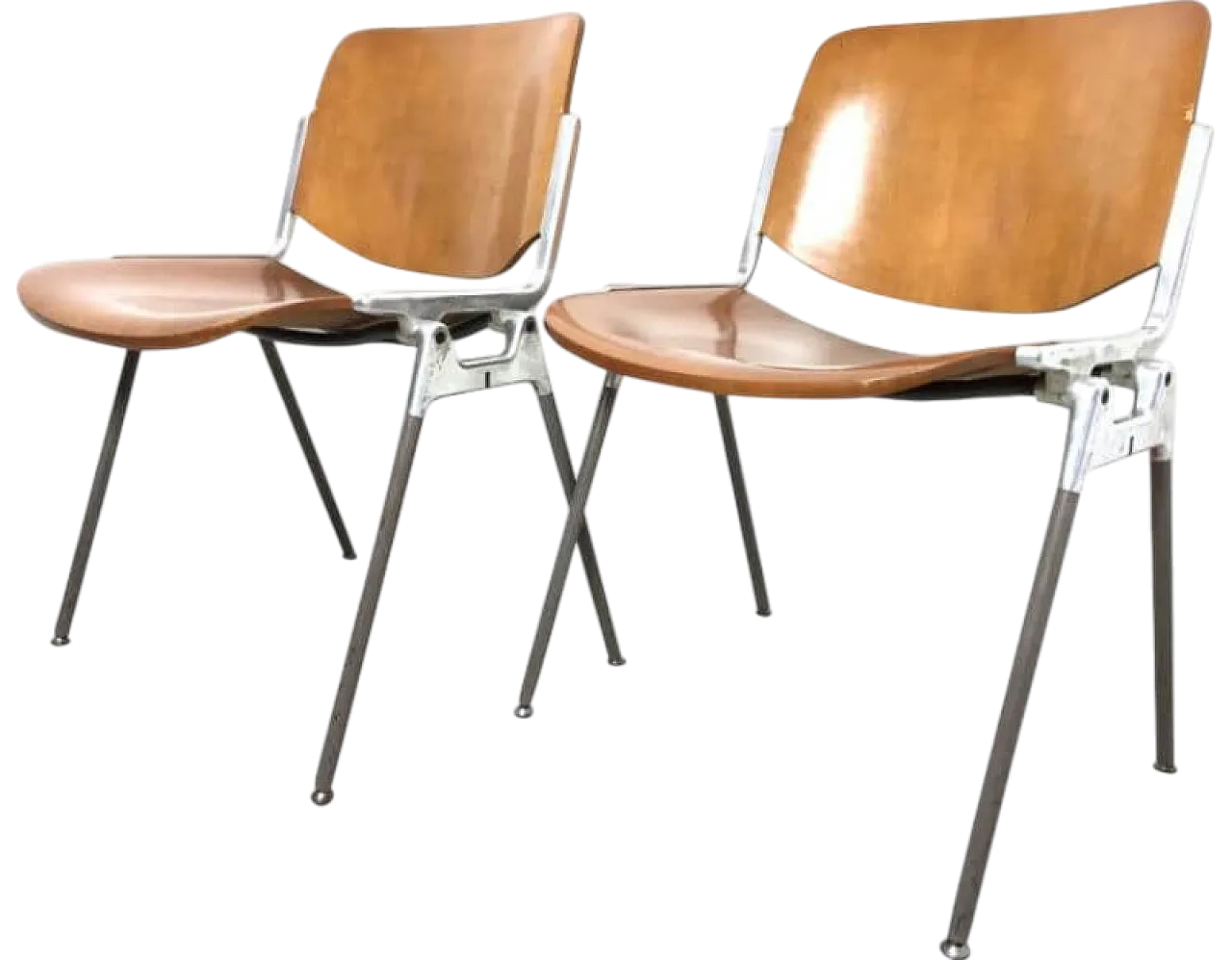 Pair of DSC 106 chairs in beechwood by Giancarlo Piretti for Anonima Castelli, 60s 1185490