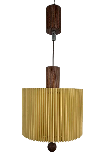 Lampadario stile scandinavo in metallo e carta plissettata, anni '70