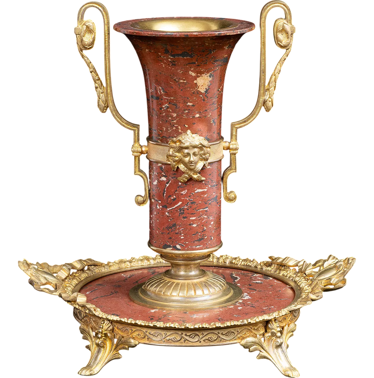 French Napoleon III centerpiece in marble and bronze, 19th century 6