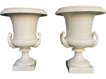 Pair of white ceramic vases made by Giustiniani, first half 19th c.