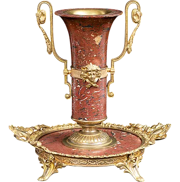 French Napoleon III centerpiece in marble and bronze, 19th century