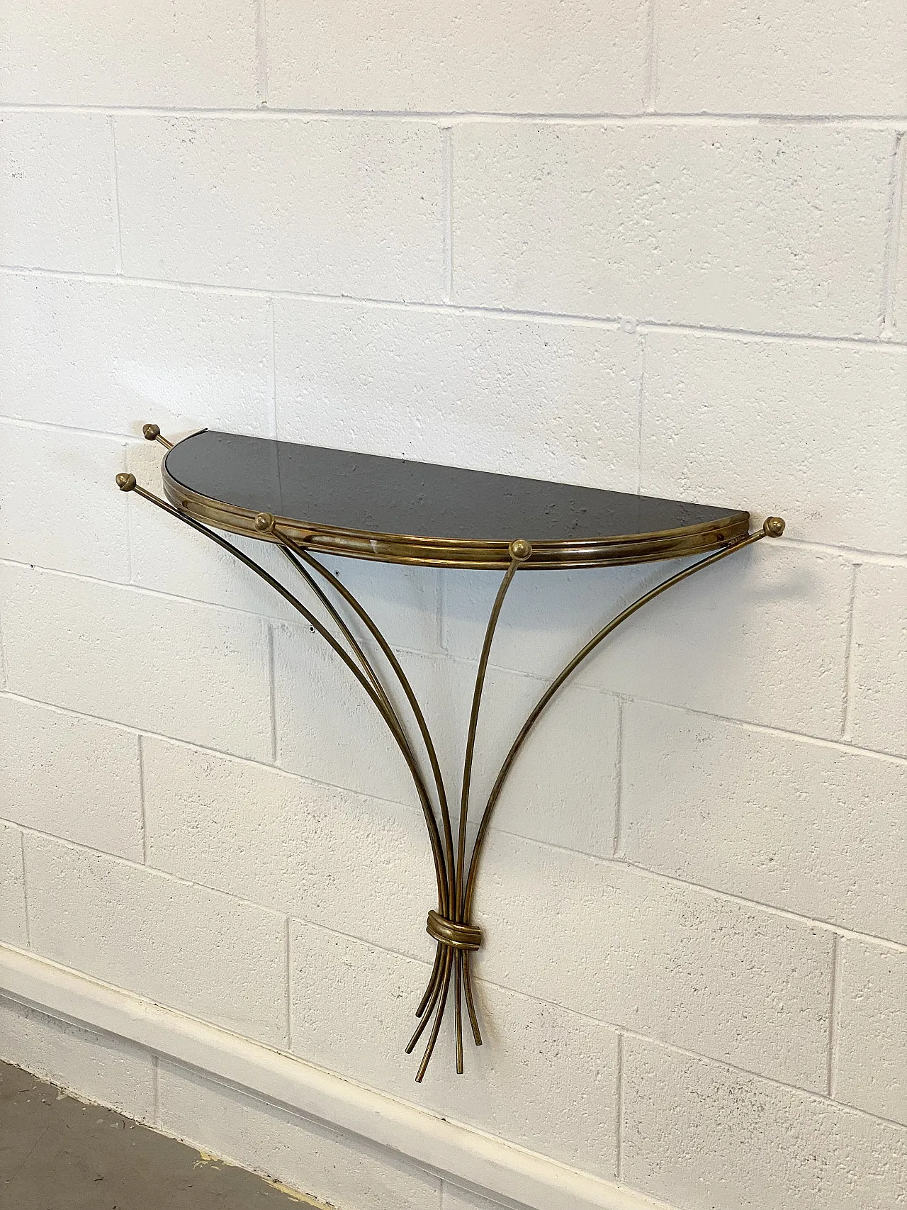 Half-moon brass console from the 1950s 10