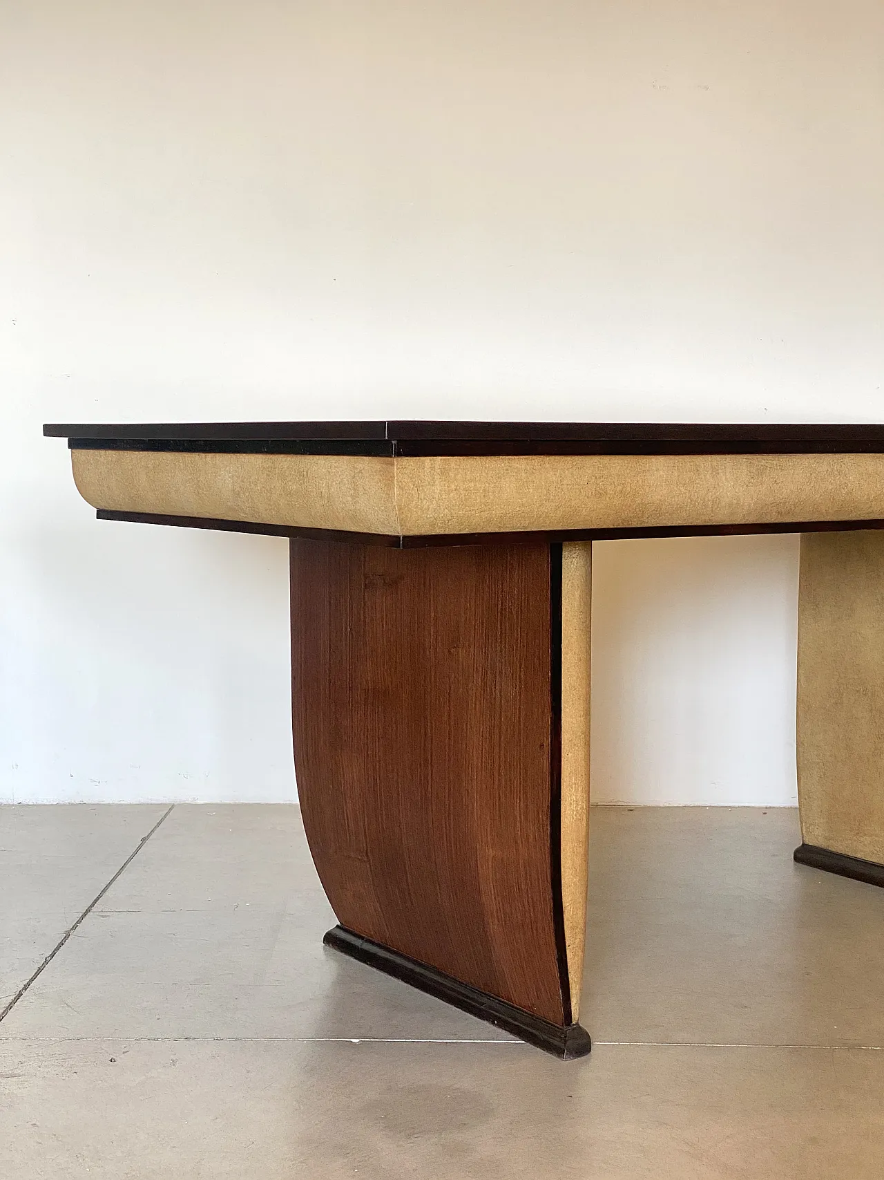 Rosewood table and parchment details, '40s 1067929