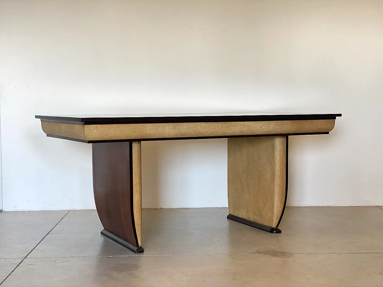 Rosewood table and parchment details, '40s 1067931