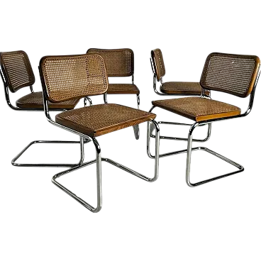 Set of 5 Vienna straw and metal chairs Cesca style-Breuer-Gavina