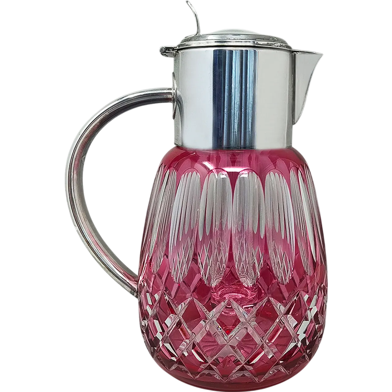 Caraffa in cristallo di Boemia rossa, anni '60 7