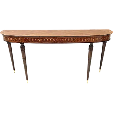 Large Canaletto Walnut Console Table attr. to Paolo Buffa with Two Drawers