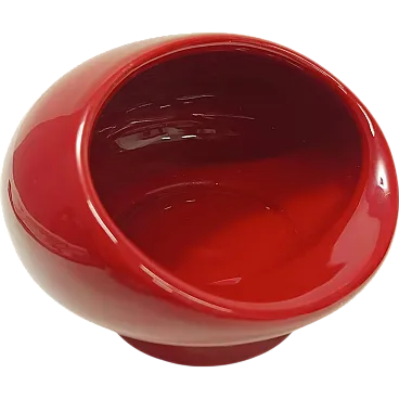 Vintage spheric red glazed ceramic ashtray by Gabbianelli, 70s