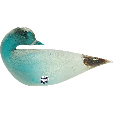 Teal Scavo Glass Bird by Gino Cenedese, 60s