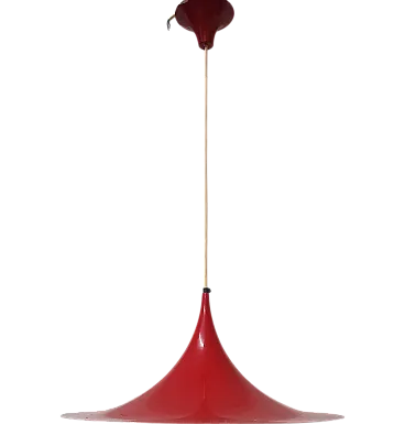 Red metal chandelier produced by Fogh and Morup, 1970s