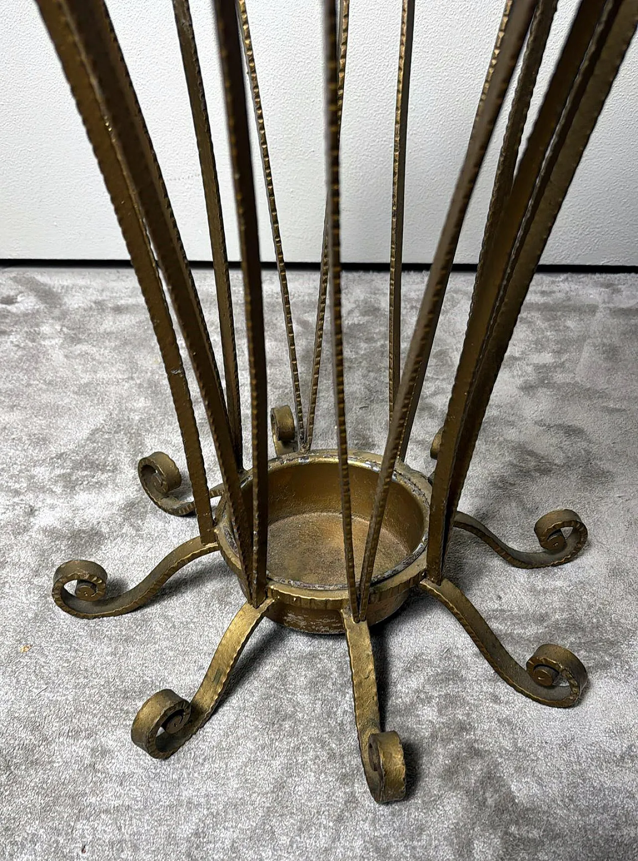 Pier Luigi Colli style gilded wrought iron umbrella stand, 1950s 8