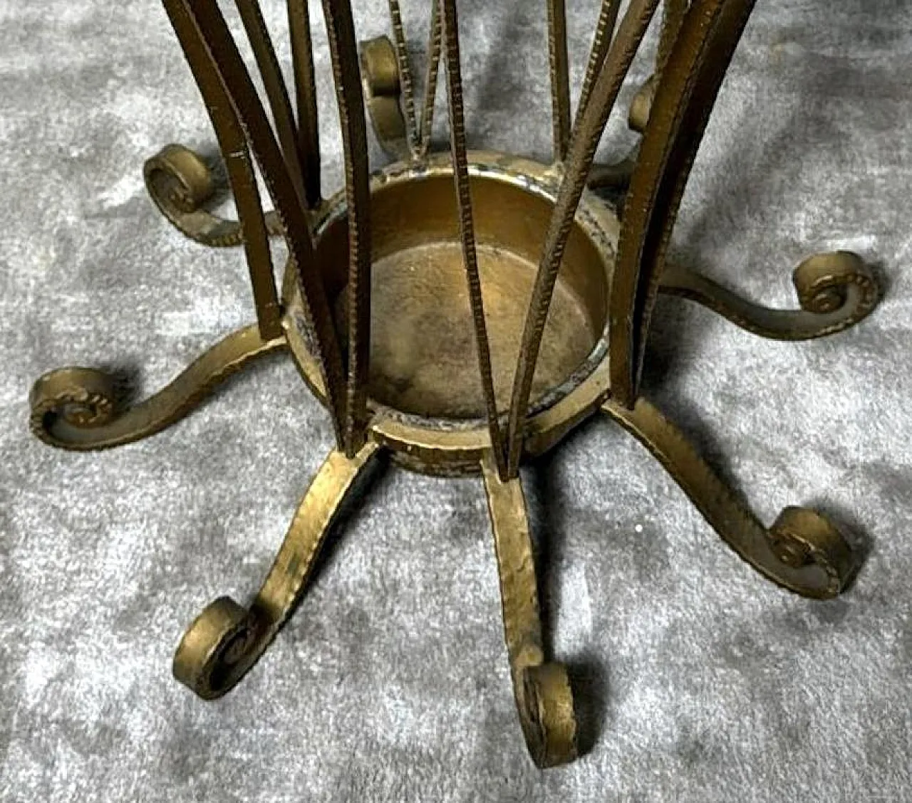 Pier Luigi Colli style gilded wrought iron umbrella stand, 1950s 10