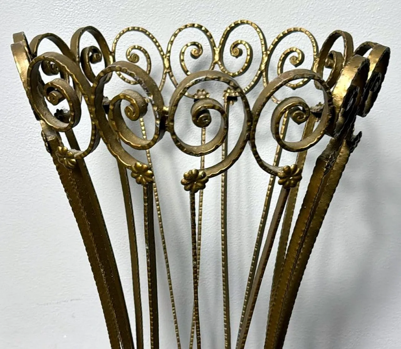 Pier Luigi Colli style gilded wrought iron umbrella stand, 1950s 13