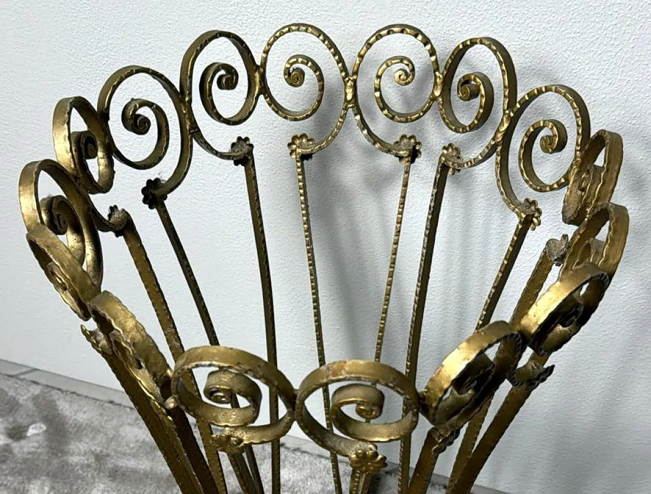 Pier Luigi Colli style gilded wrought iron umbrella stand, 1950s 14