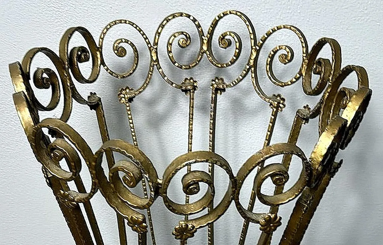 Pier Luigi Colli style gilded wrought iron umbrella stand, 1950s 16