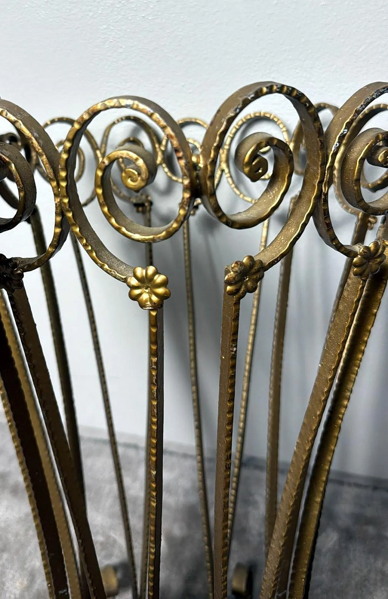 Pier Luigi Colli style gilded wrought iron umbrella stand, 1950s 17