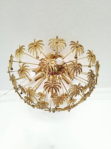 Brass Palm Sputnik Gold Chandelier