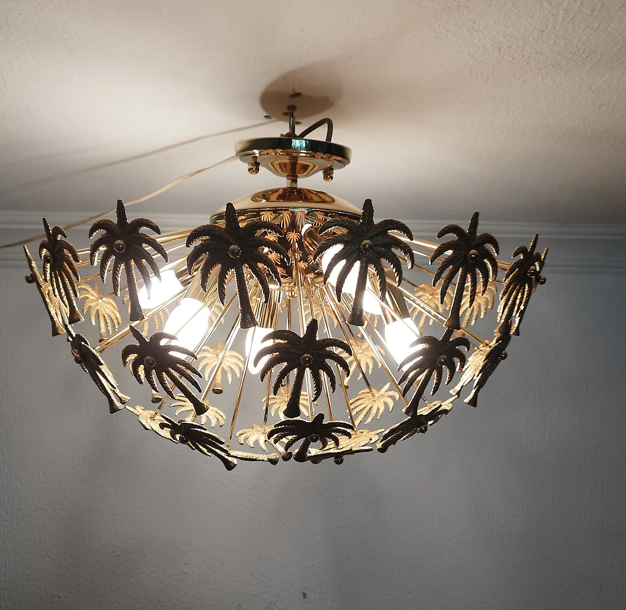 Brass Palm Sputnik Gold Chandelier 6