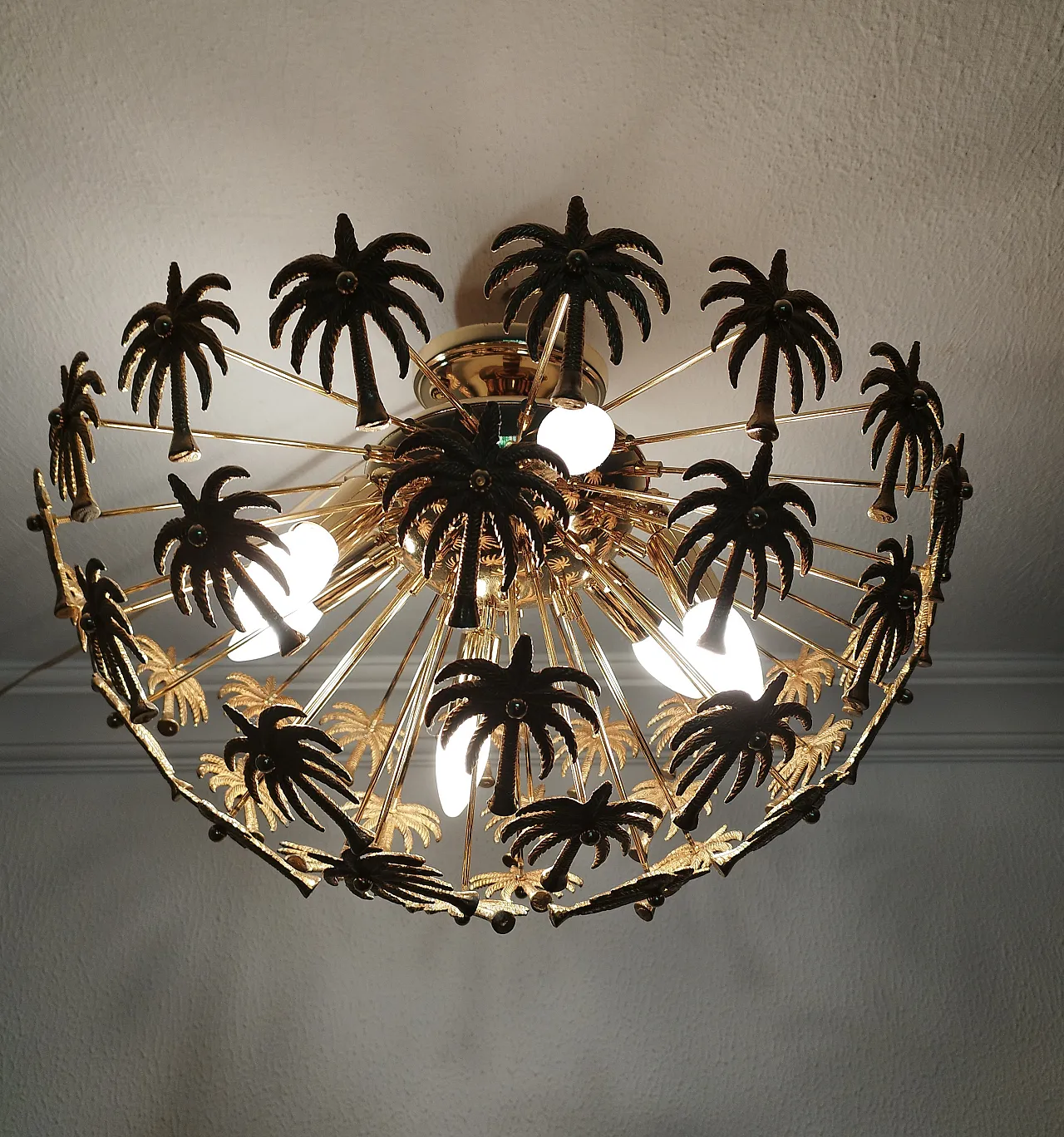 Brass Palm Sputnik Gold Chandelier 7