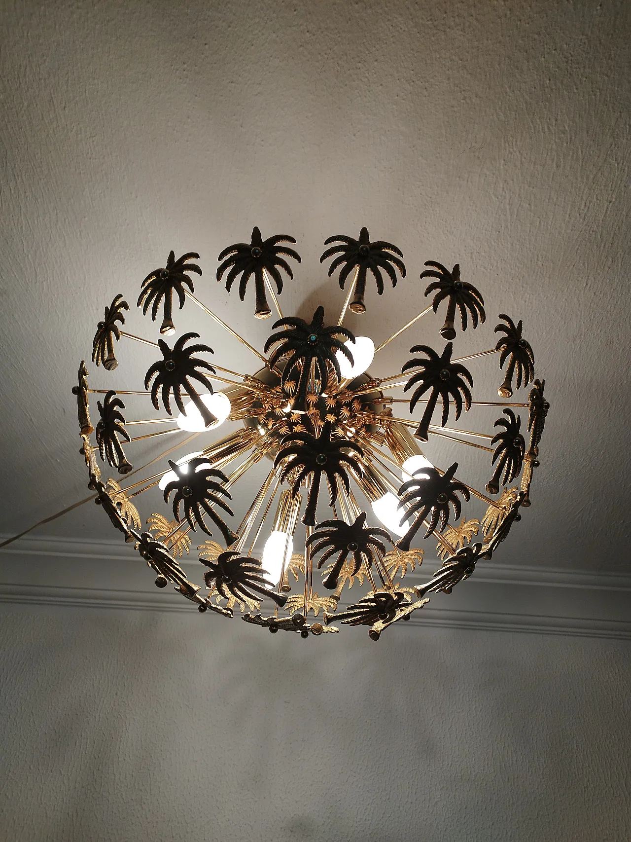 Brass Palm Sputnik Gold Chandelier 8