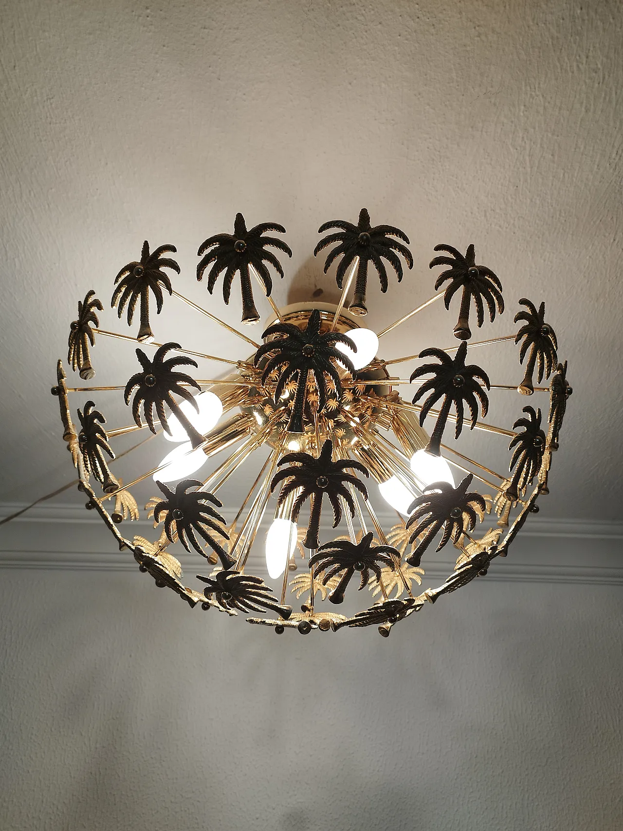 Brass Palm Sputnik Gold Chandelier 9