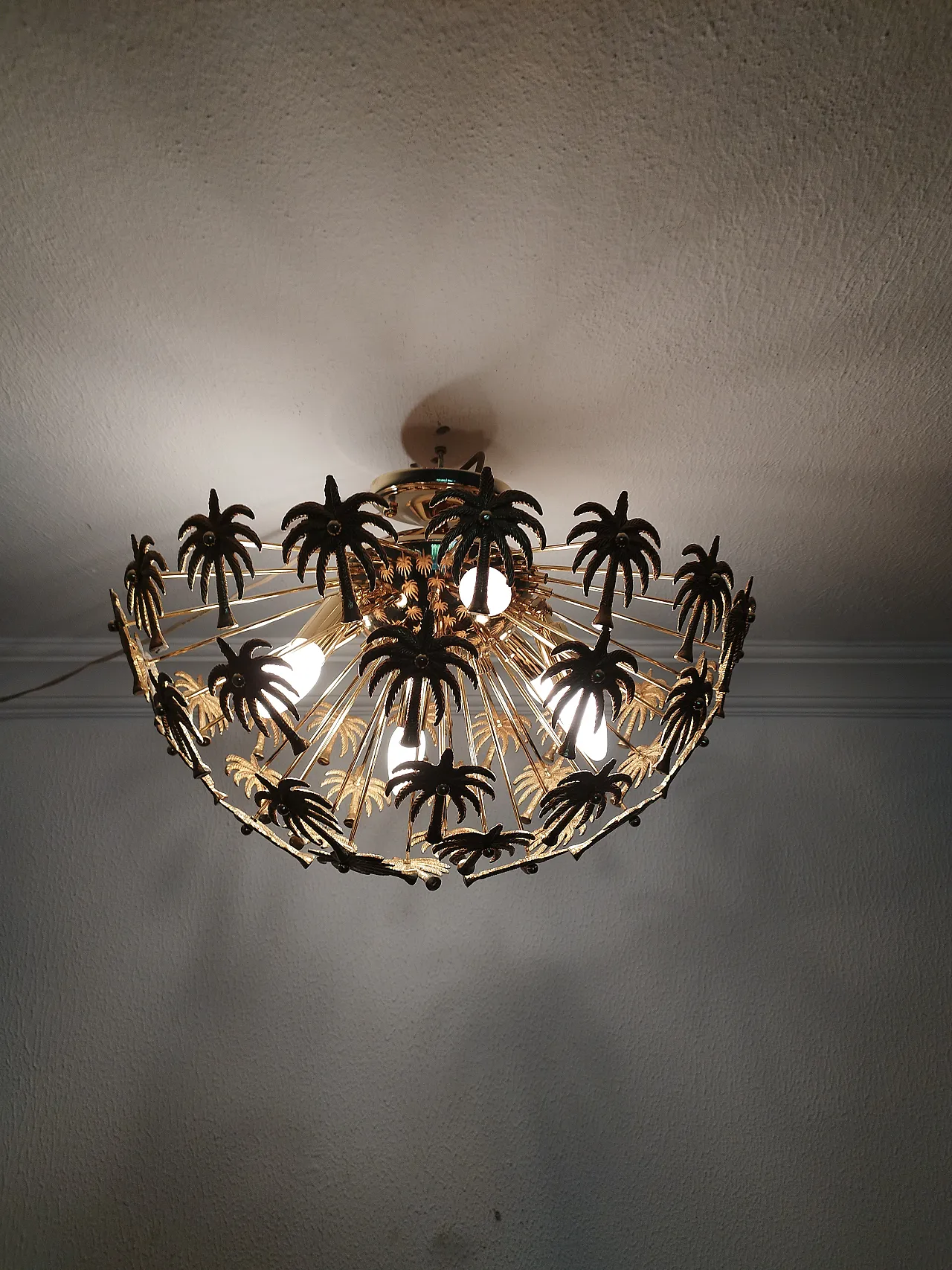 Brass Palm Sputnik Gold Chandelier 10