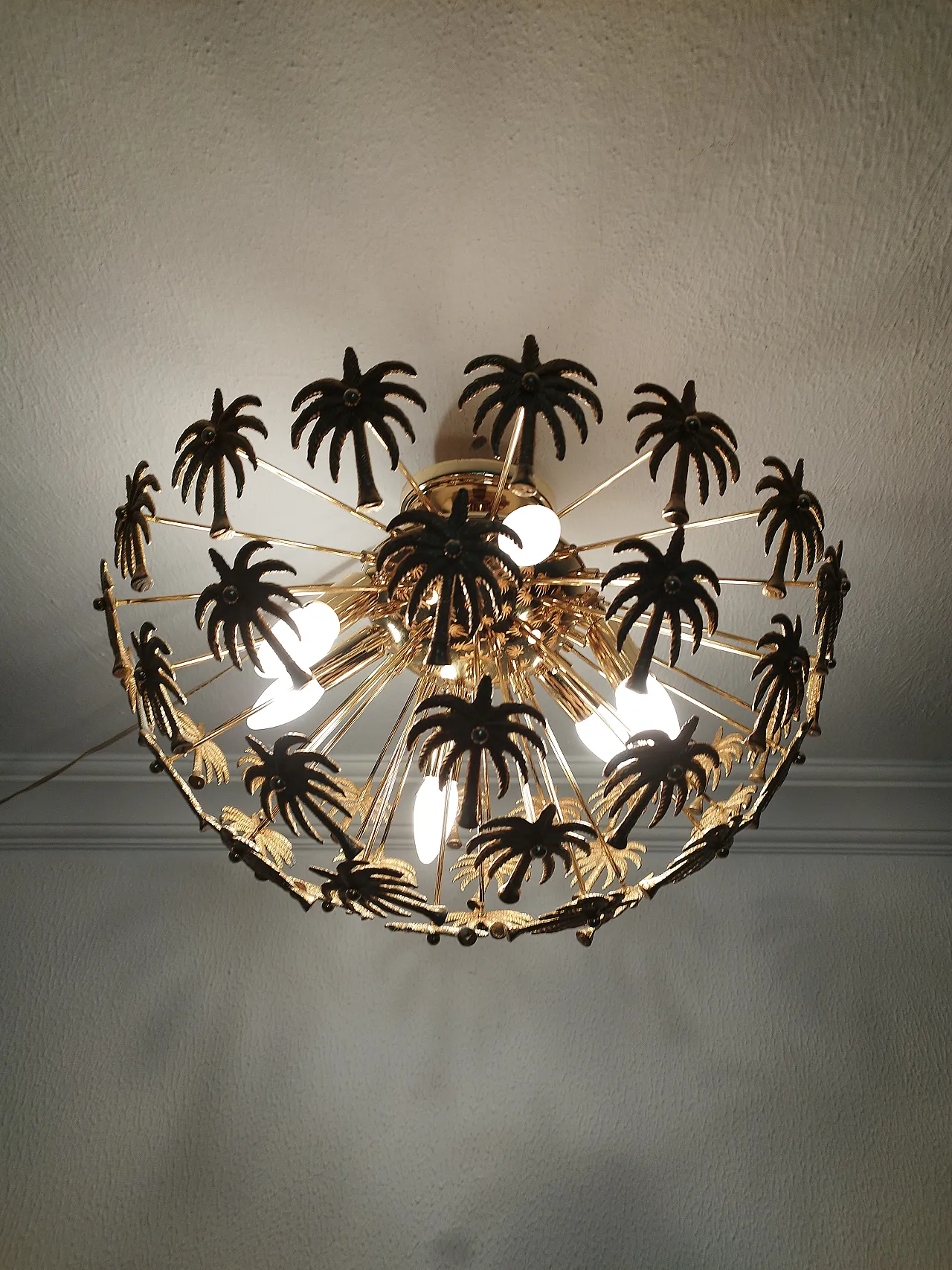 Brass Palm Sputnik Gold Chandelier 11