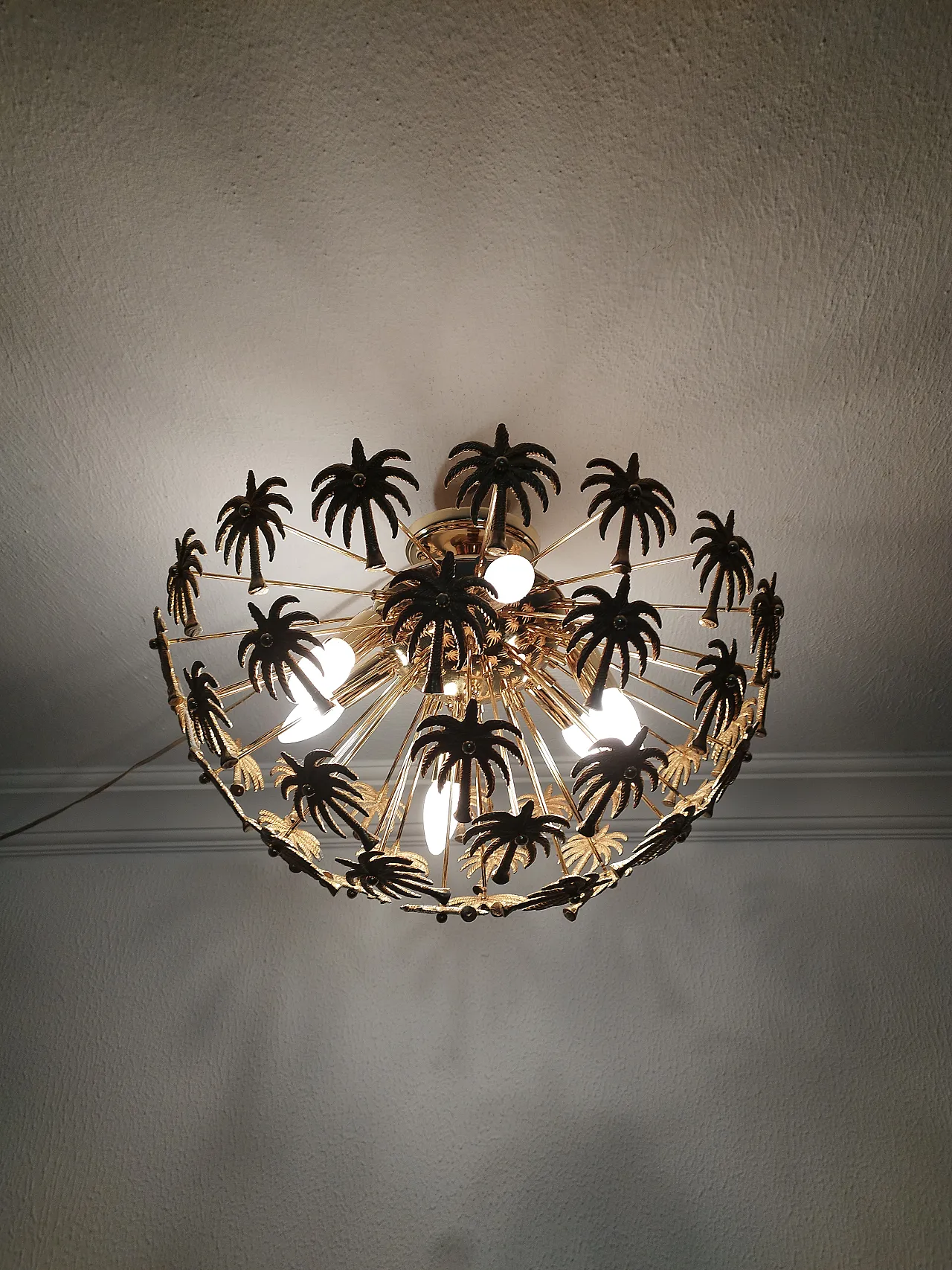 Brass Palm Sputnik Gold Chandelier 12