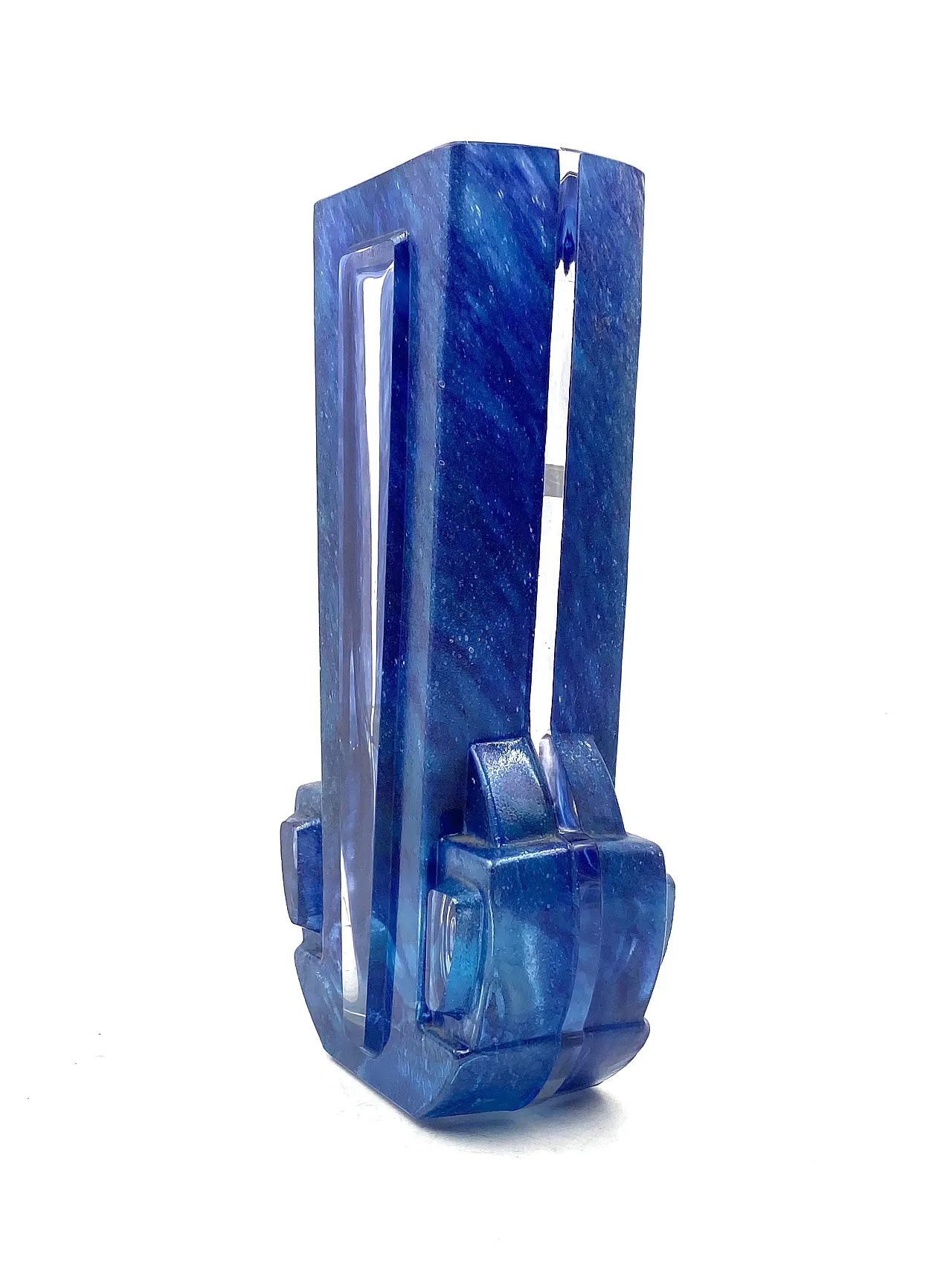 Art Deco blue crystal vase, Daum France, 20th century 11