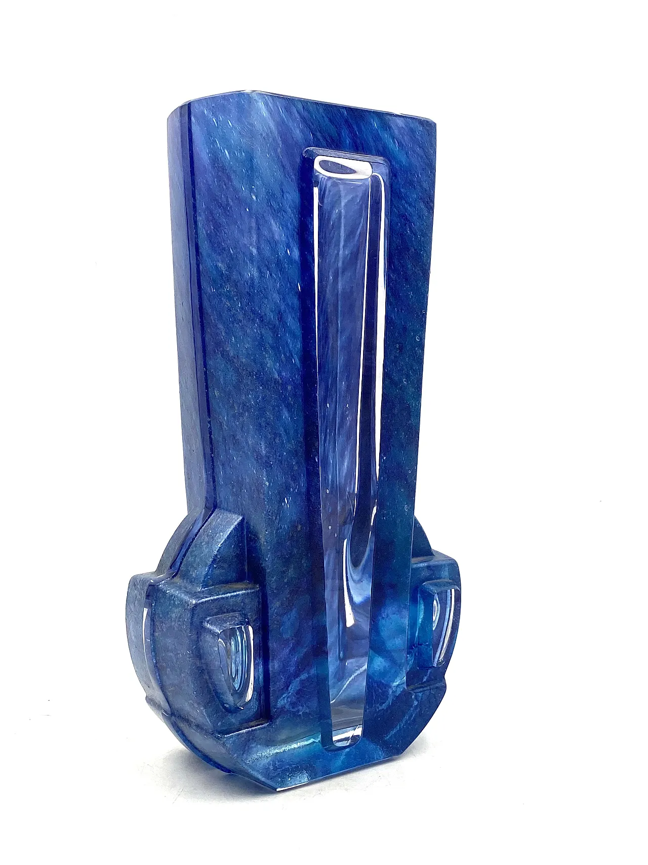 Art Deco blue crystal vase, Daum France, 20th century 13