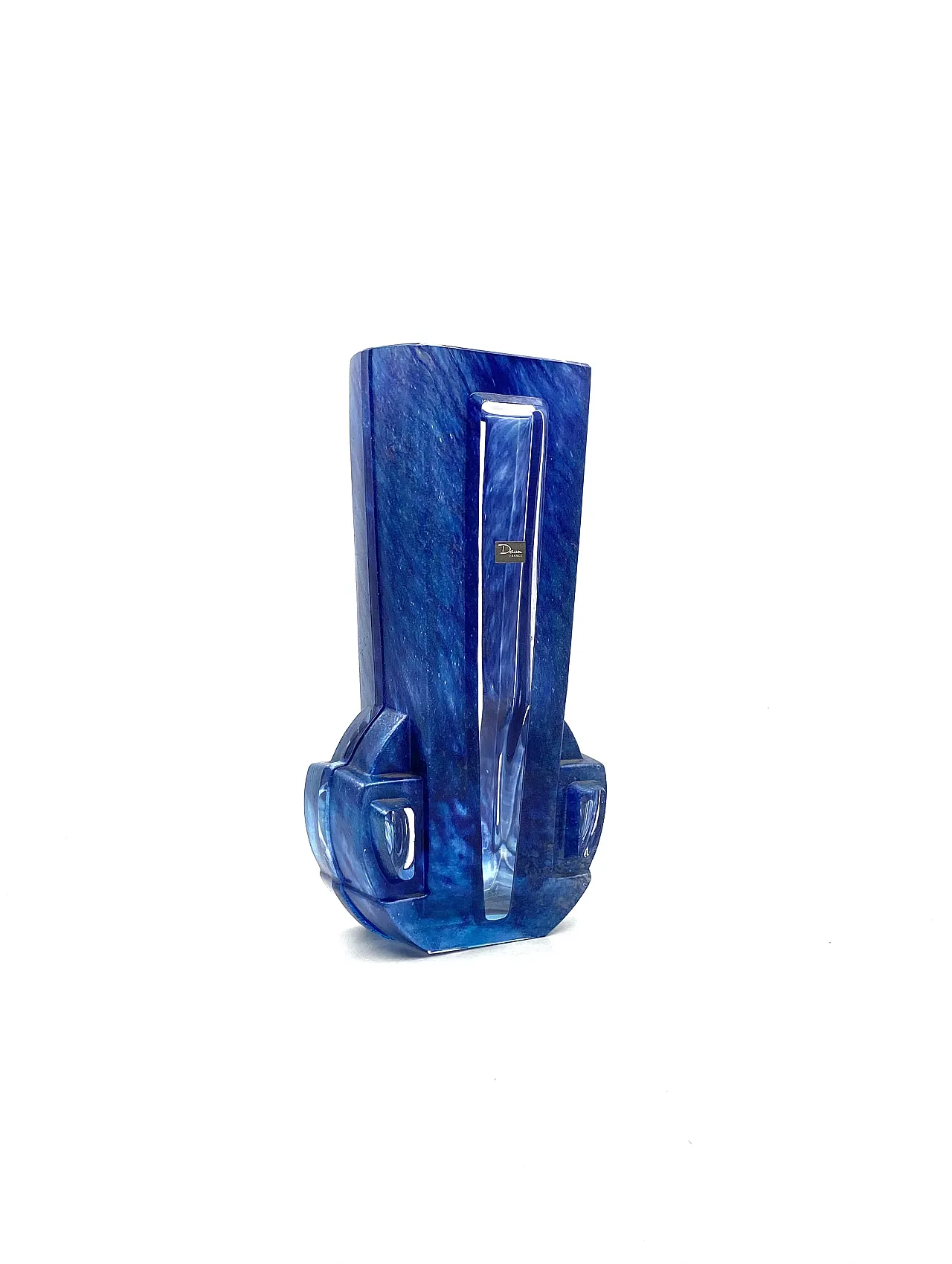 Art Deco blue crystal vase, Daum France, 20th century 17