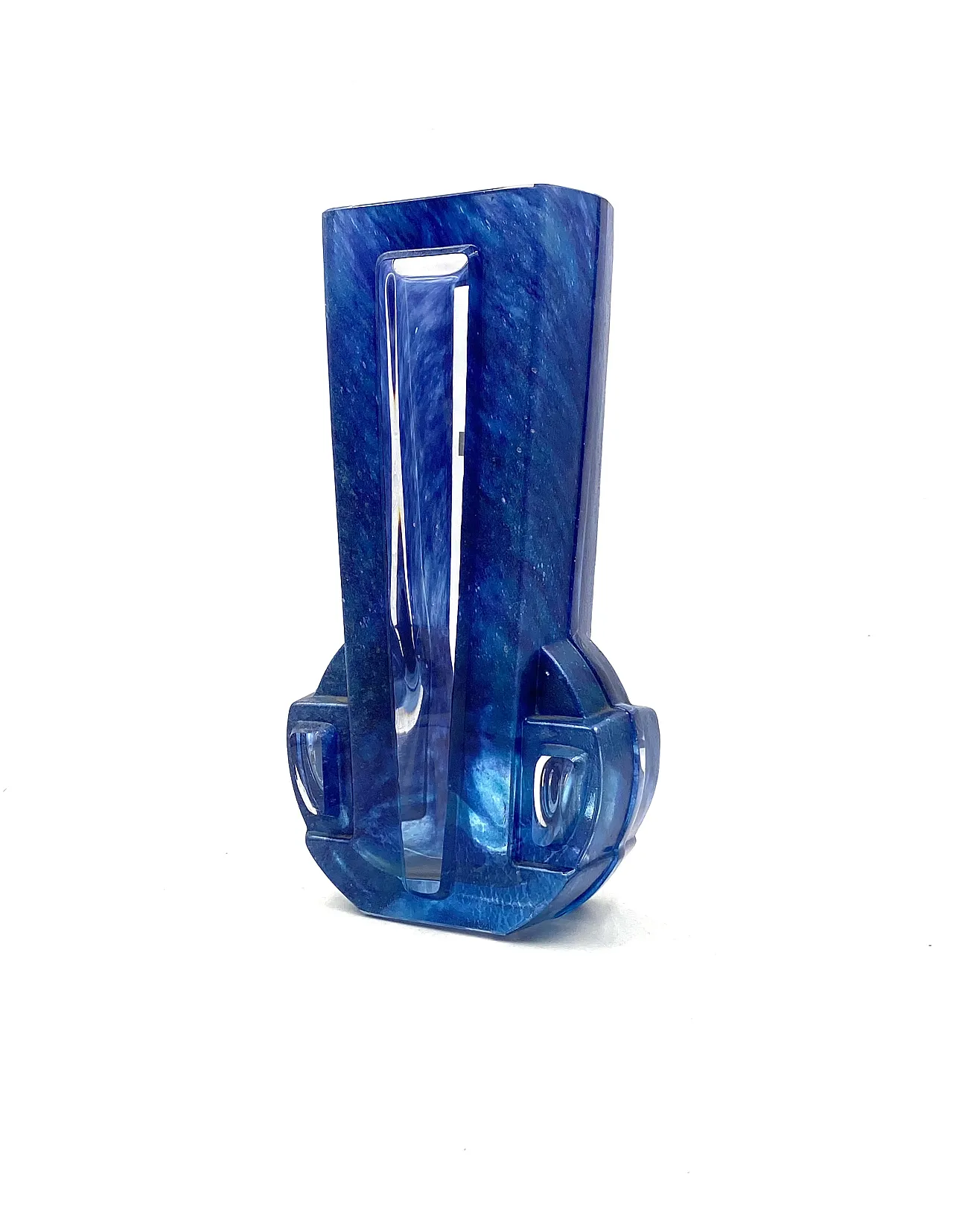 Art Deco blue crystal vase, Daum France, 20th century 18