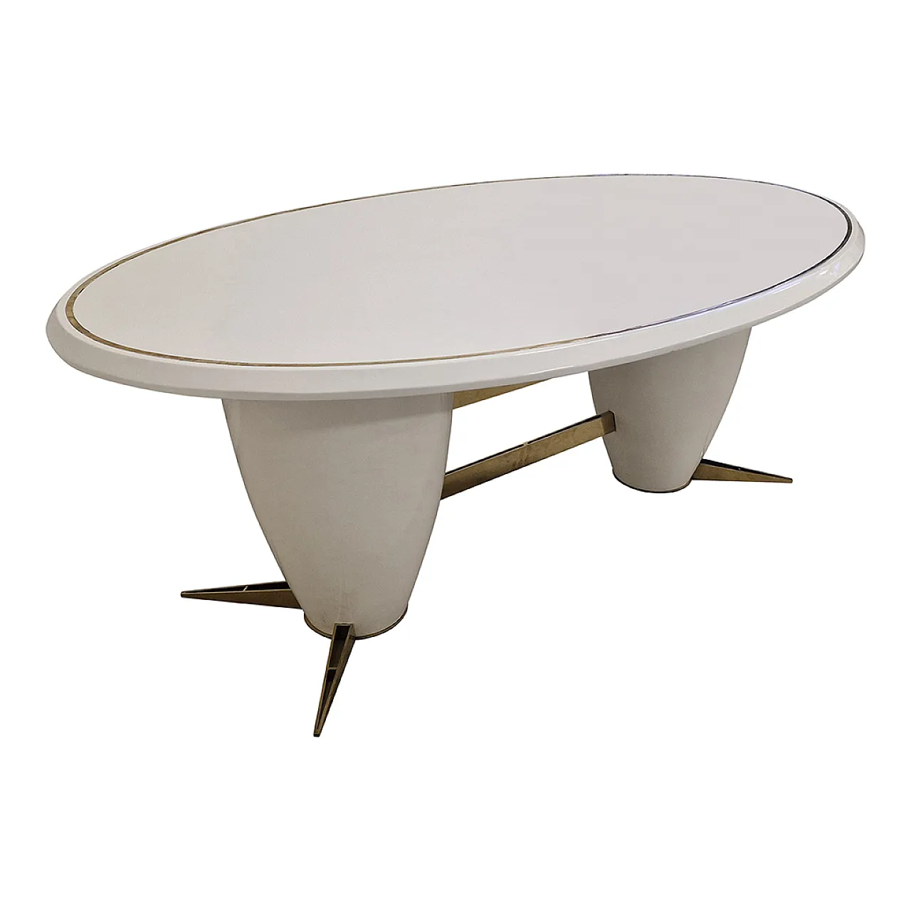 Oval table in white lacquered wood 3