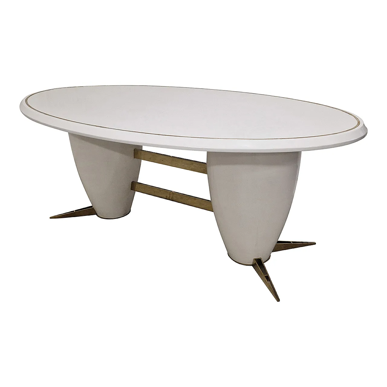 Oval table in white lacquered wood 4