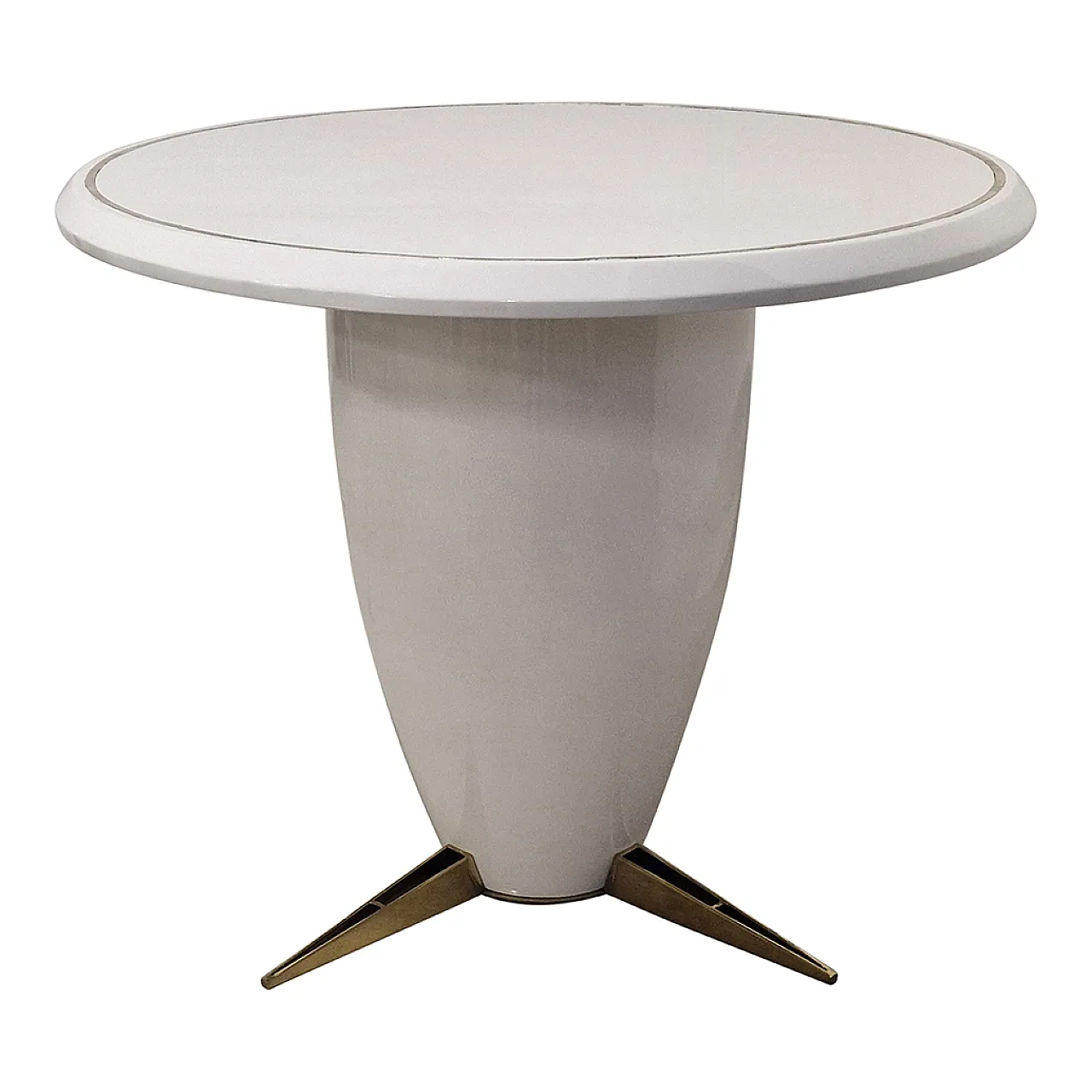 Oval table in white lacquered wood 5